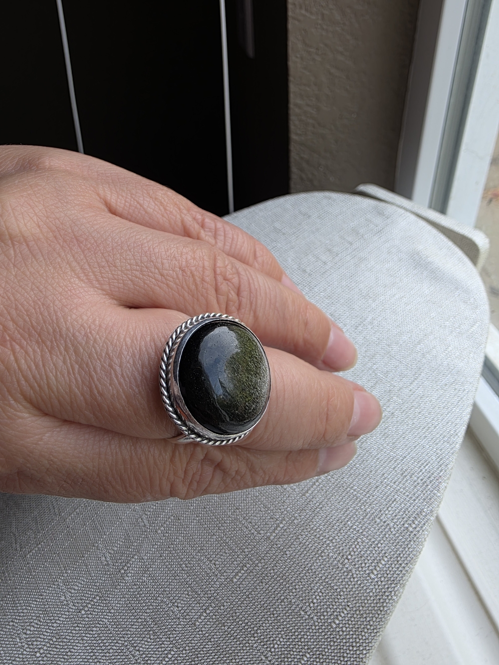 Sterling Silver Black Onyx Oval Men's Ring Size 11.5 - Picture 15 of 16